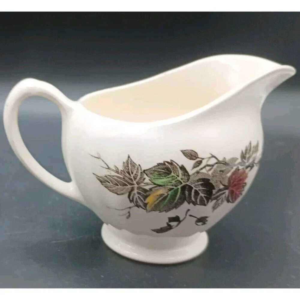 J & G Meakin Welcome Home Creamer Sugar Bowl Lid Autumn Leaves